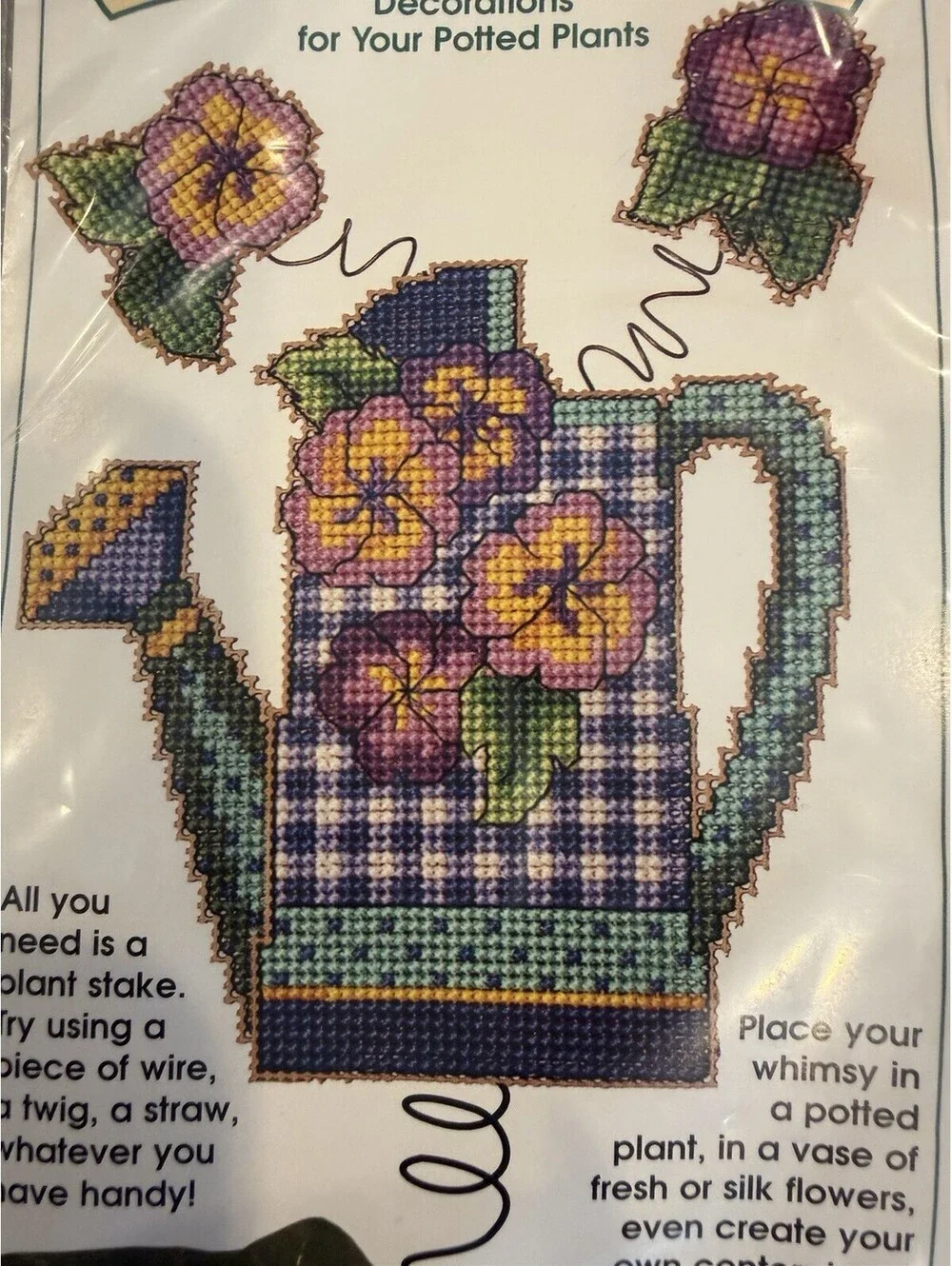 Vtg 1995 Dimensions Potted Whimsy Counted Cross Stitch Kits  Set Of 3 New